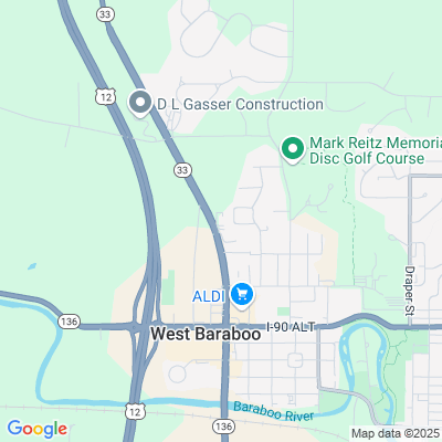 Location of the Baraboo service center (Sauk County) DMV office