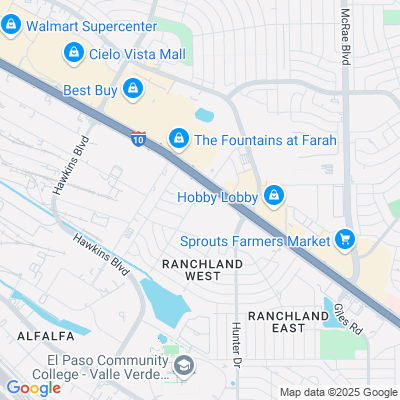 Location of the El Paso Gateway DMV office
