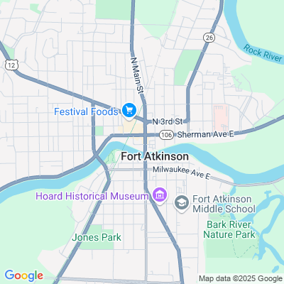 Location of the Fort Atkinson service center (Jefferson County) DMV office