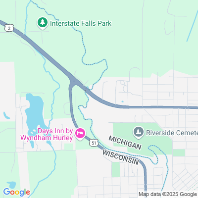 Location of the Hurley service center (Iron County) DMV office