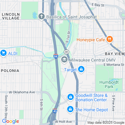 Location of the Milwaukee-Central service center (Milwaukee County) DMV office