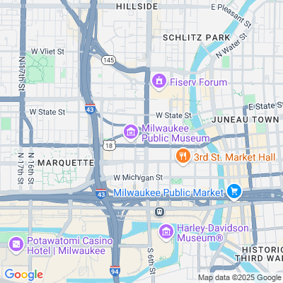 Location of the Milwaukee-Downtown service center (Milwaukee County) DMV office