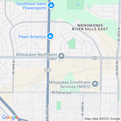 Location of the Milwaukee-Northwest service center (Milwaukee County) DMV office