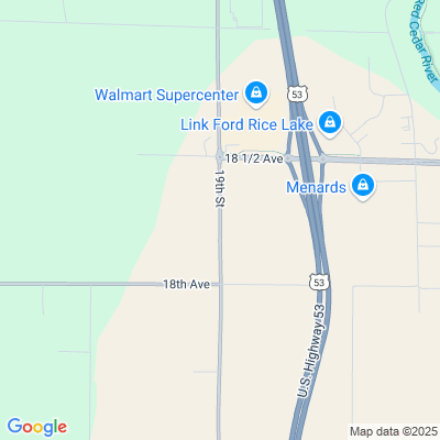 Location of the Rice Lake service center (Barron County) DMV office