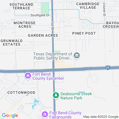 Location of the Rosenberg Mega Center (Houston Metro Area) DMV office