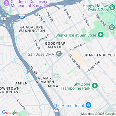 Location of the San Jose DMV office