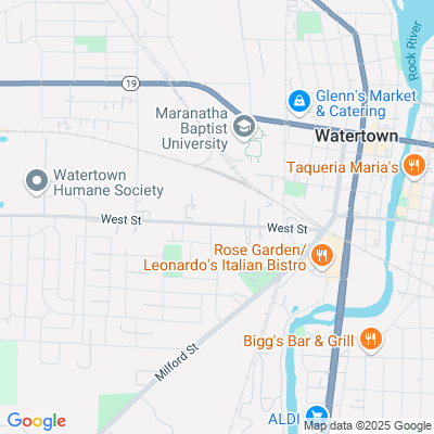 Location of the Watertown service center (Jefferson County) DMV office